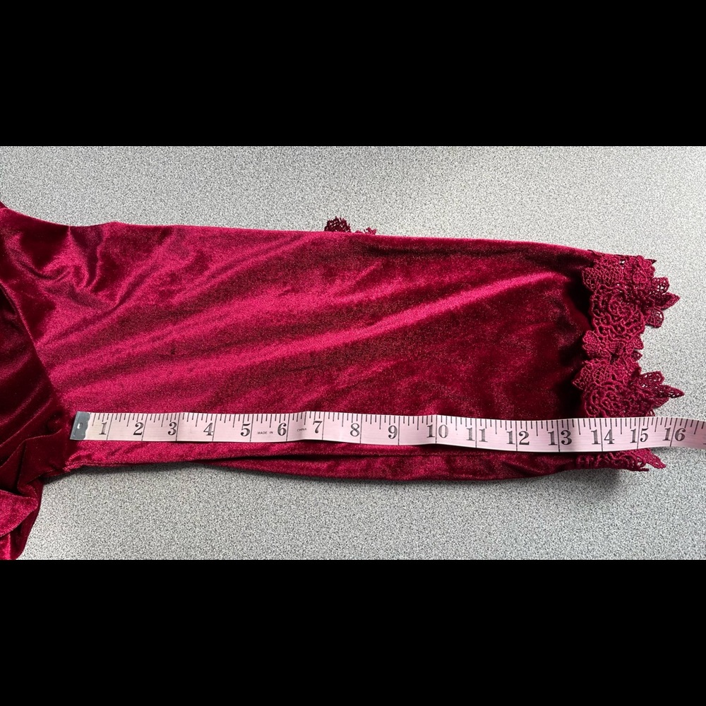 Ruby Red Velvet Velour Short Robe - Picture 9 of 10